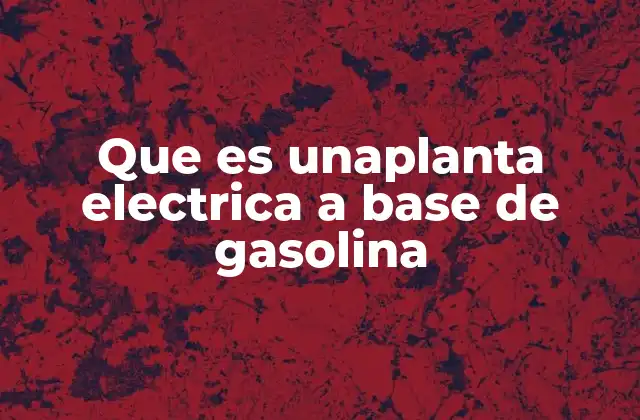 Que es Unaplanta Electrica a Base de Gasolina
