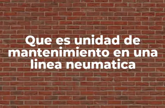 Que es Unidad de Mantenimiento en una Linea Neumatica