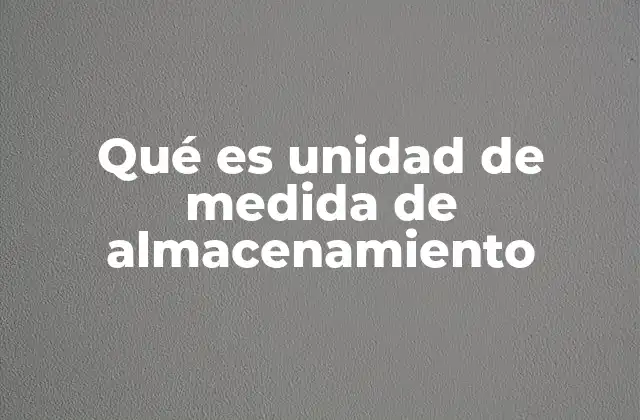 Qué es Unidad de Medida de Almacenamiento