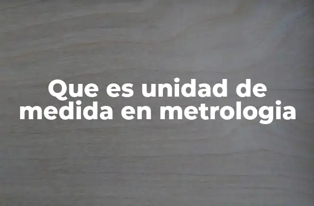 Que es Unidad de Medida en Metrologia