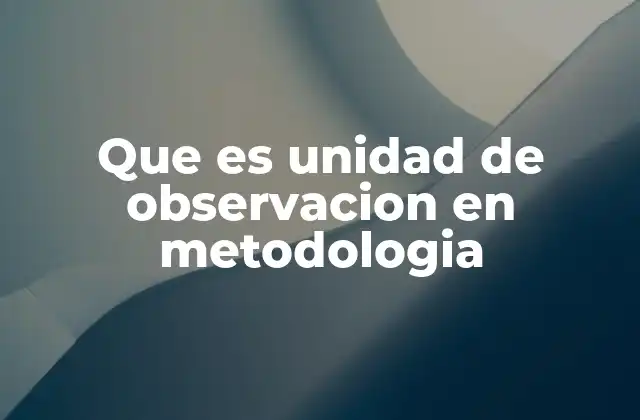 Que es Unidad de Observacion en Metodologia
