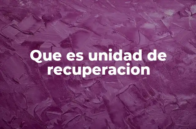 Que es Unidad de Recuperacion