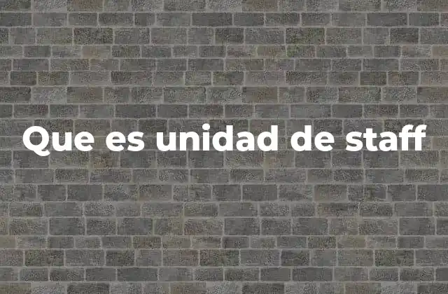 Que es Unidad de Staff