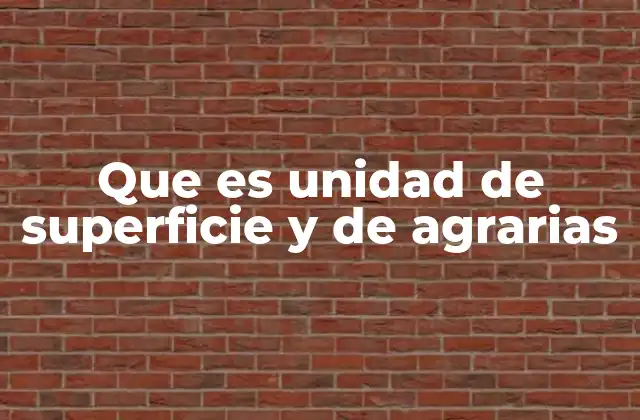 Que es Unidad de Superficie y de Agrarias