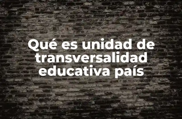 Qué es Unidad de Transversalidad Educativa País