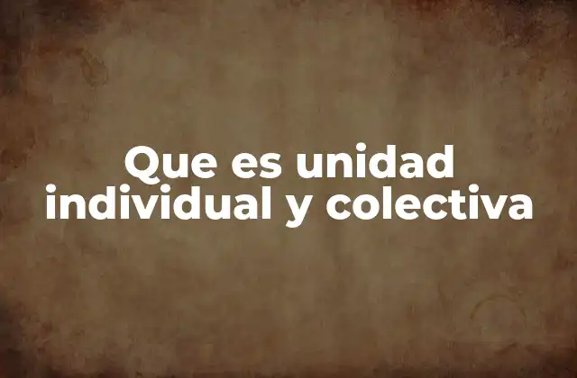 Que es Unidad Individual y Colectiva