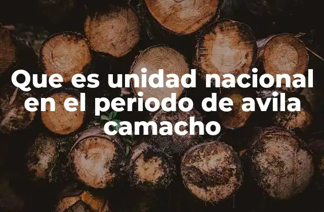 Que es Unidad Nacional en el Periodo de Avila Camacho