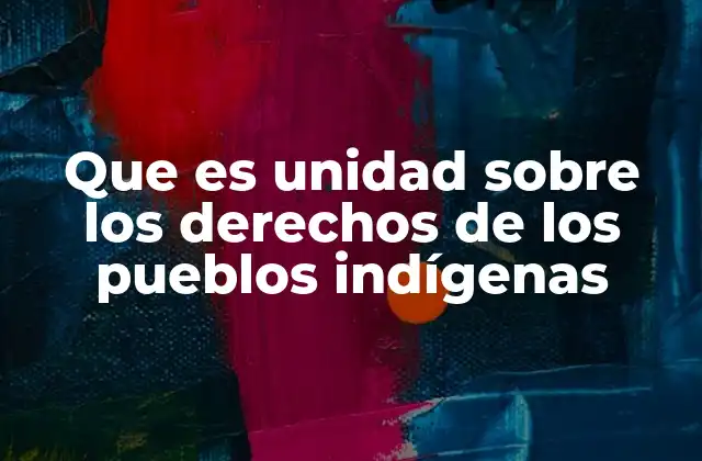 Que es Unidad sobre los Derechos de los Pueblos Indígenas