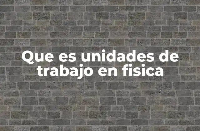 Que es Unidades de Trabajo en Fisica