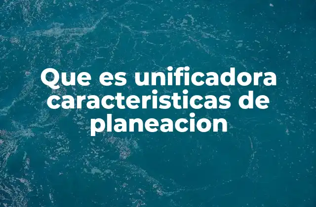 Que es Unificadora Caracteristicas de Planeacion