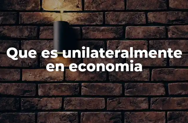 Que es Unilateralmente en Economia