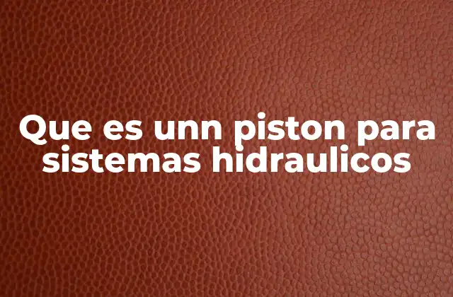 Que es Unn Piston para Sistemas Hidraulicos
