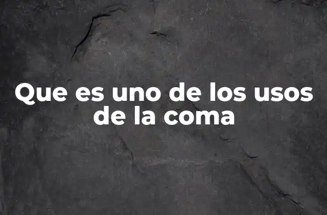 Que es Uno de los Usos de la Coma