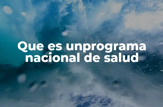 Que es Unprograma Nacional de Salud
