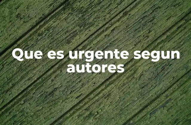 Que es Urgente Segun Autores