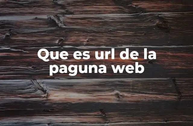 Que es Url de la Paguna Web