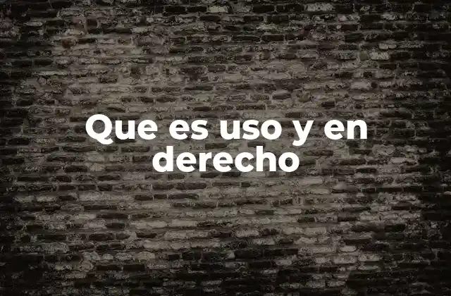 Que es Uso y en Derecho