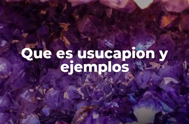 Que es Usucapion y Ejemplos