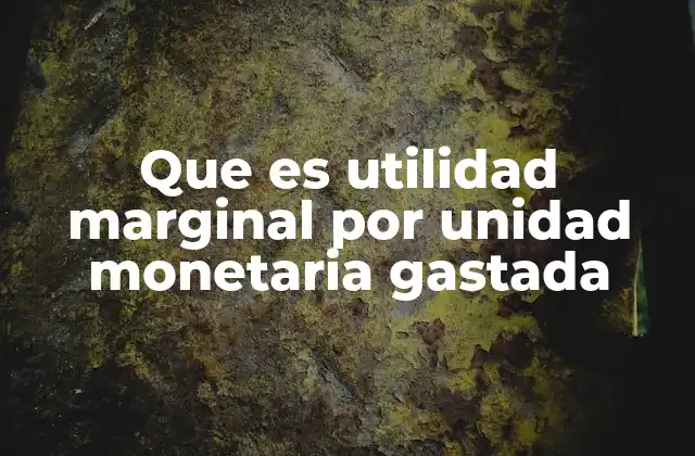 Que es Utilidad Marginal por Unidad Monetaria Gastada