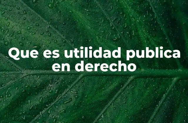 Que es Utilidad Publica en Derecho