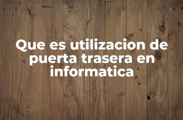 Que es Utilizacion de Puerta Trasera en Informatica