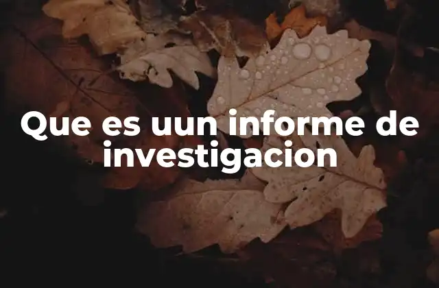 Que es Uun Informe de Investigacion