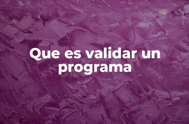 Que es Validar un Programa
