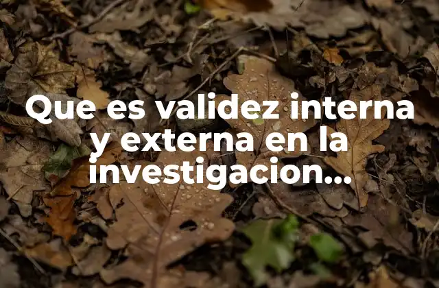 Que es Validez Interna y Externa en la Investigacion Cualitativa