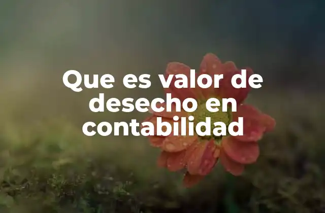 Que es Valor de Desecho en Contabilidad