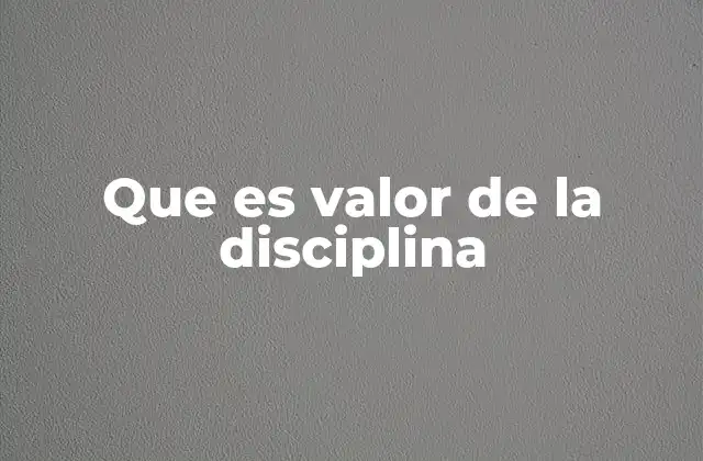 Que es Valor de la Disciplina