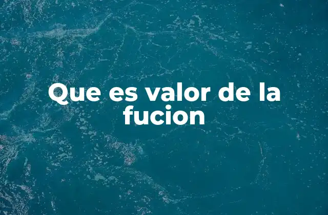 Que es Valor de la Fucion