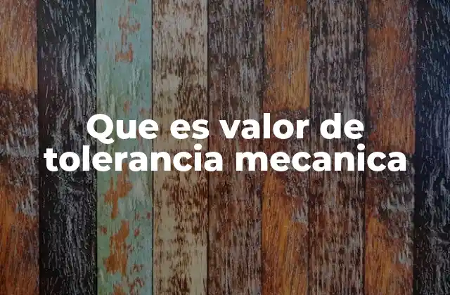 Que es Valor de Tolerancia Mecanica