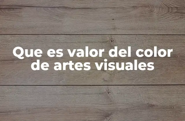 Que es Valor Del Color de Artes Visuales