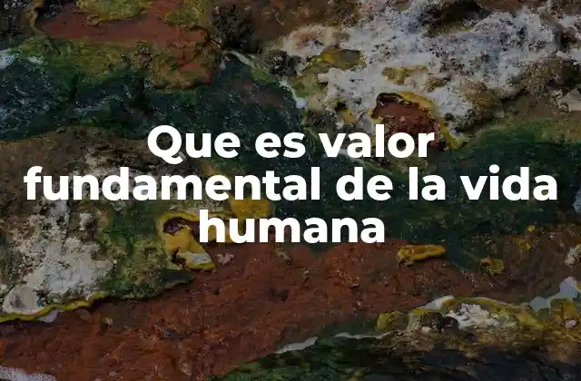 Que es Valor Fundamental de la Vida Humana