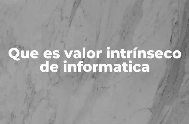 Que es Valor Intrínseco de Informatica