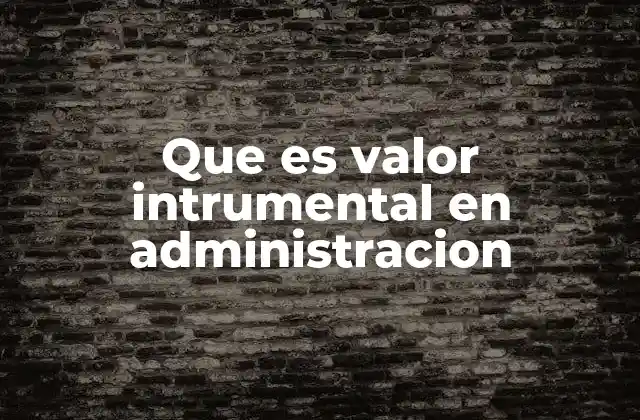 Que es Valor Intrumental en Administracion