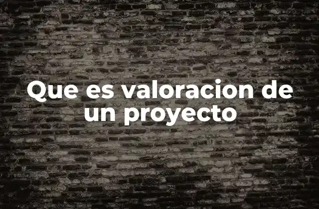Que es Valoracion de un Proyecto