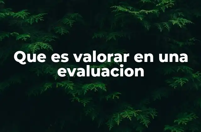 Que es Valorar en una Evaluacion