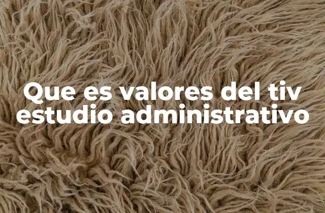Que es Valores Del Tiv Estudio Administrativo
