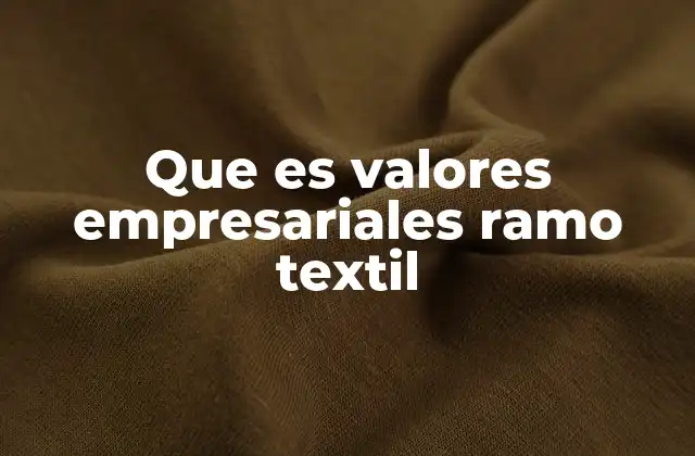 Que es Valores Empresariales Ramo Textil