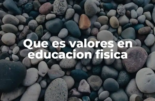Que es Valores en Educacion Fisica