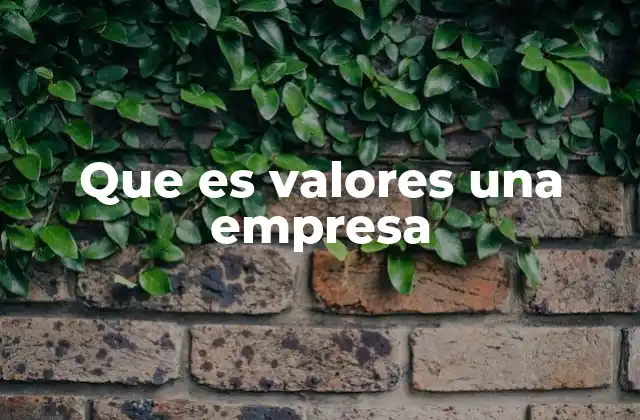 Que es Valores una Empresa