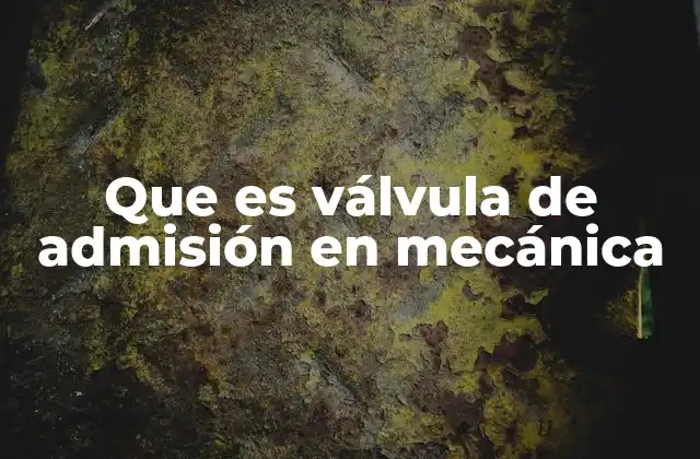 Que es Válvula de Admisión en Mecánica