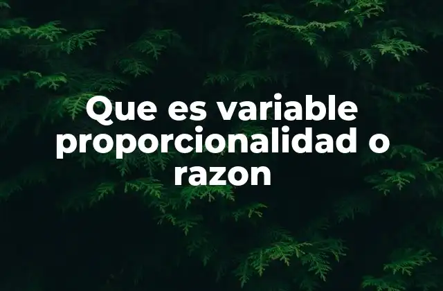 Que es Variable Proporcionalidad o Razon