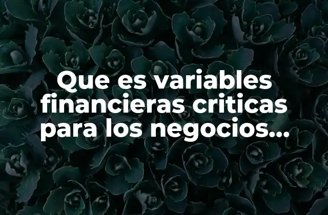 Que es Variables Financieras Criticas para los Negocios Gastronomicos