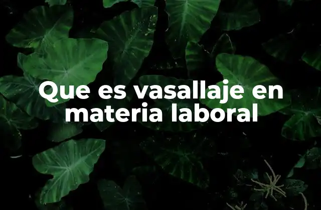 Que es Vasallaje en Materia Laboral