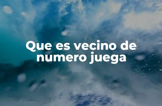 Que es Vecino de Numero Juega