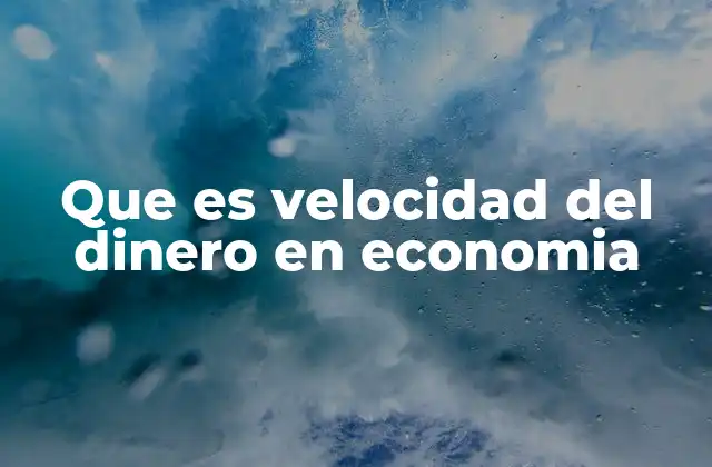 Que es Velocidad Del Dinero en Economia