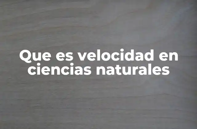 Que es Velocidad en Ciencias Naturales
