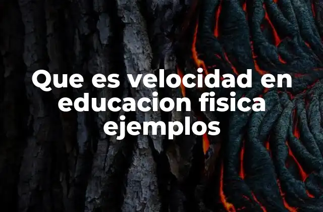 Que es Velocidad en Educacion Fisica Ejemplos